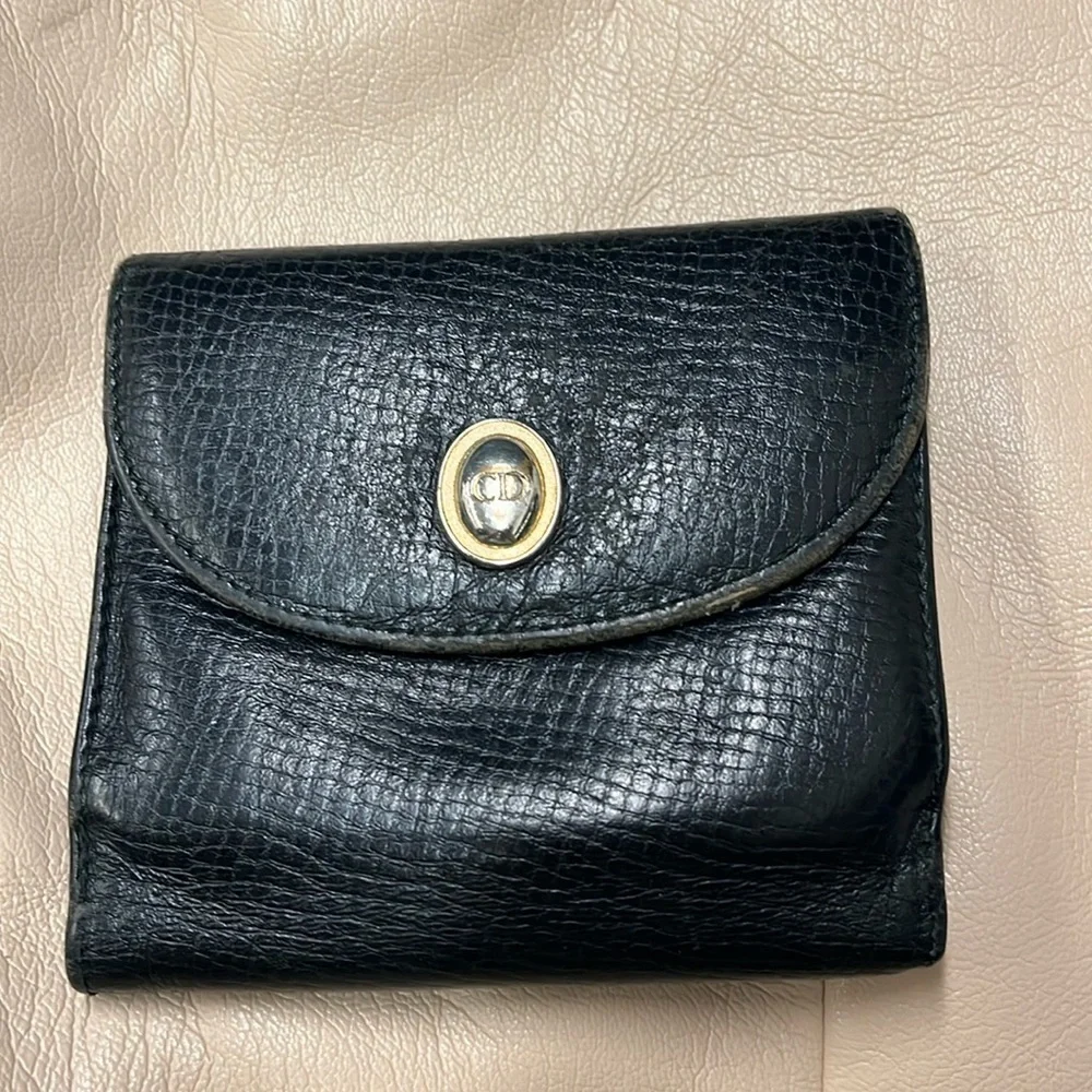 CHRISTIAN DIOR VINTAGE WALLET- black leather